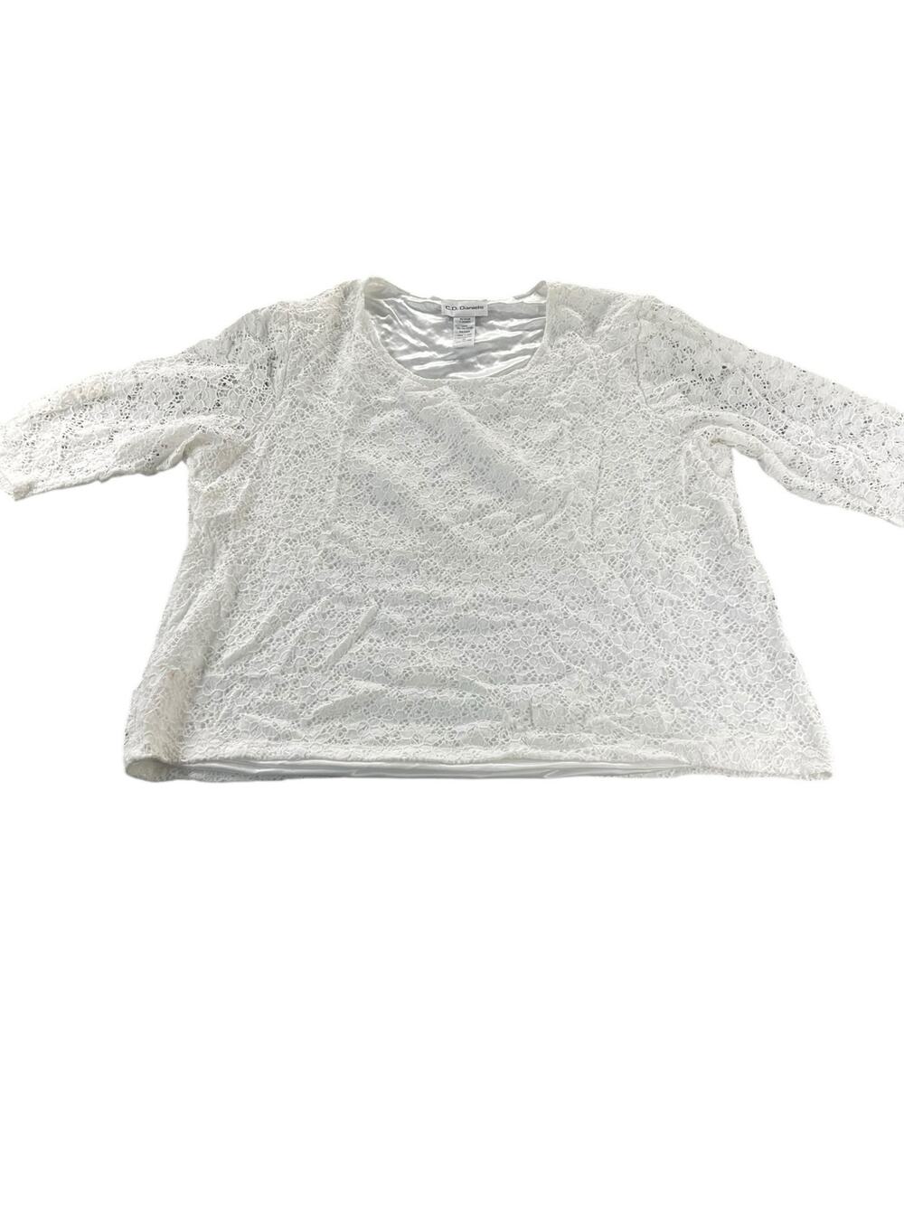 C.D. Daniels White Crochet Lace Embroidered Top Women's Size 2X